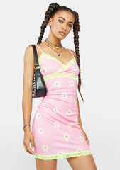 Flower Smiley Lace Trim Dress