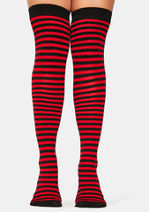 Devil Left 4 Dead Striped Thigh High Socks