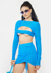 Cobalt Drama Free Ruched Mini Skirt