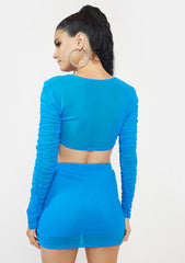 Cobalt Drama Free Ruched Mini Skirt