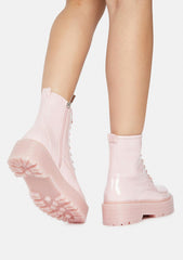 Blush Possy Lace Up Ankle Boots