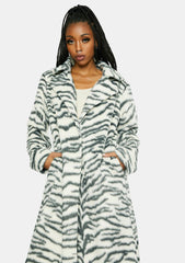 Zebra Cake Faux Fur Coat