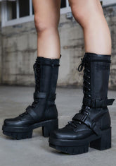 Kickdrum Leather Strap Combat Boots