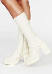 Filter Leather Squared Toe Platform Boots