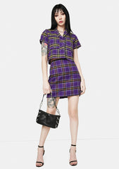 Kaya Purple Plaid Mini Skirt