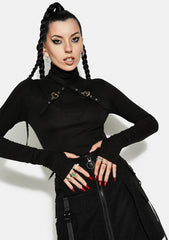 Punk Cross Shoulder Strap Long Sleeve Shirt