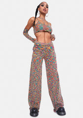 Spacedye Knit Crop Top With Matching Sleeves
