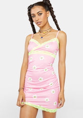 Flower Smiley Lace Trim Dress