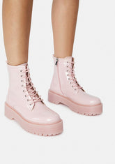 Blush Possy Lace Up Ankle Boots