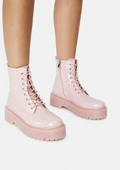 Blush Possy Lace Up Ankle Boots