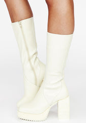 Filter Leather Squared Toe Platform Boots