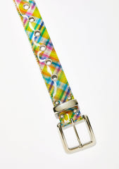 Vintage 90s Plaid Hologram Belt