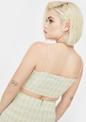Sage Check Hema Crop Top