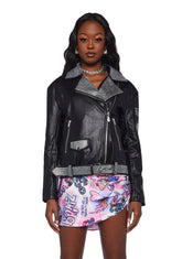 Glam Rock Rhinestone Moto Jacket