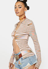 Promised A Good Time Striped Top