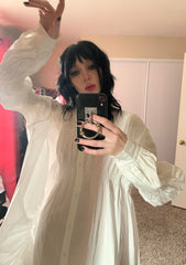 White Hotaru Pleated Shirt Dress