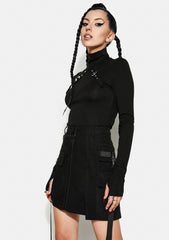 Punk Cross Shoulder Strap Long Sleeve Shirt