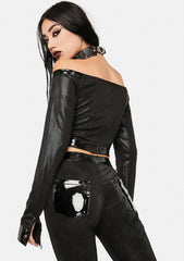 Viper Off The Shoulder Lace Up Top