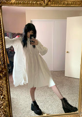 White Hotaru Pleated Shirt Dress