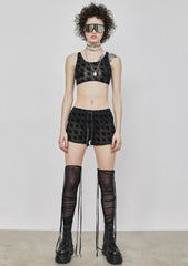 Synth Logo Print Mesh Crop Tank