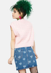 Heart Contrast Mini Skirt