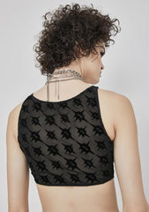 Synth Logo Print Mesh Crop Tank