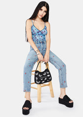 Butterfly Print Azure Penika Crop Top