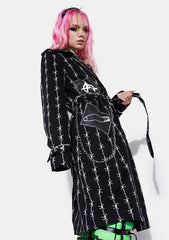 No Squares Allowed Barbed Wire Trench Coat