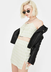 Sage Check Hema Crop Top