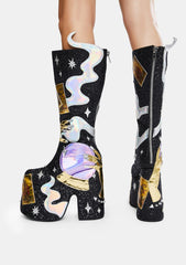 Cosmic Fortune Platform Boots
