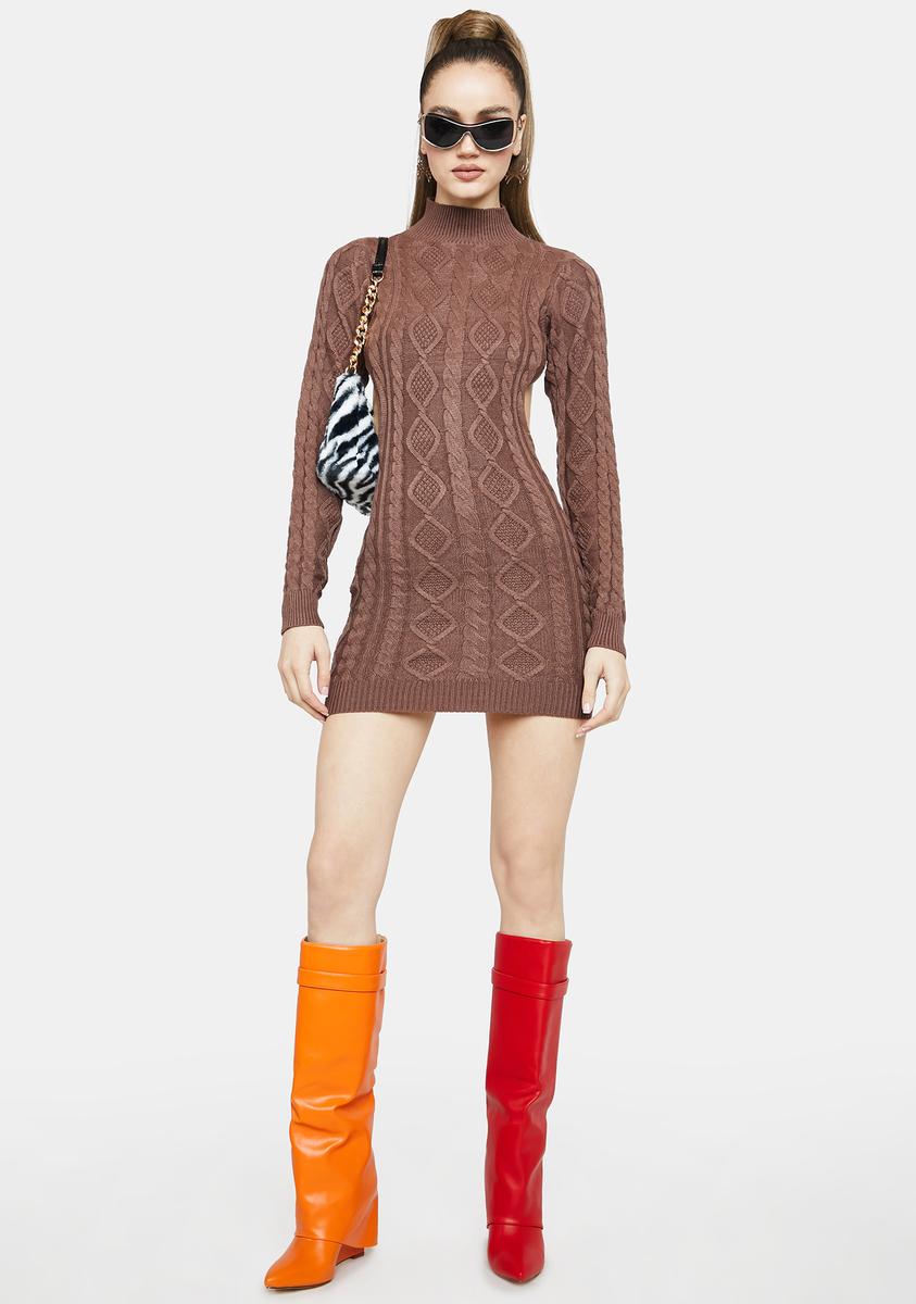 Chocolate Darling By Default Cable Knit Dress