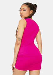 Fuchsia Ride This Feeling Ruched Tank Dress