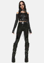 Viper Off The Shoulder Lace Up Top