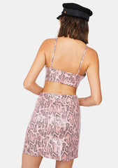 Pink Snake Wren Mini Skirt