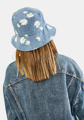 Flower Girl Denim Bucket Hat