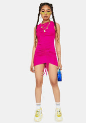 Fuchsia Ride This Feeling Ruched Tank Dress