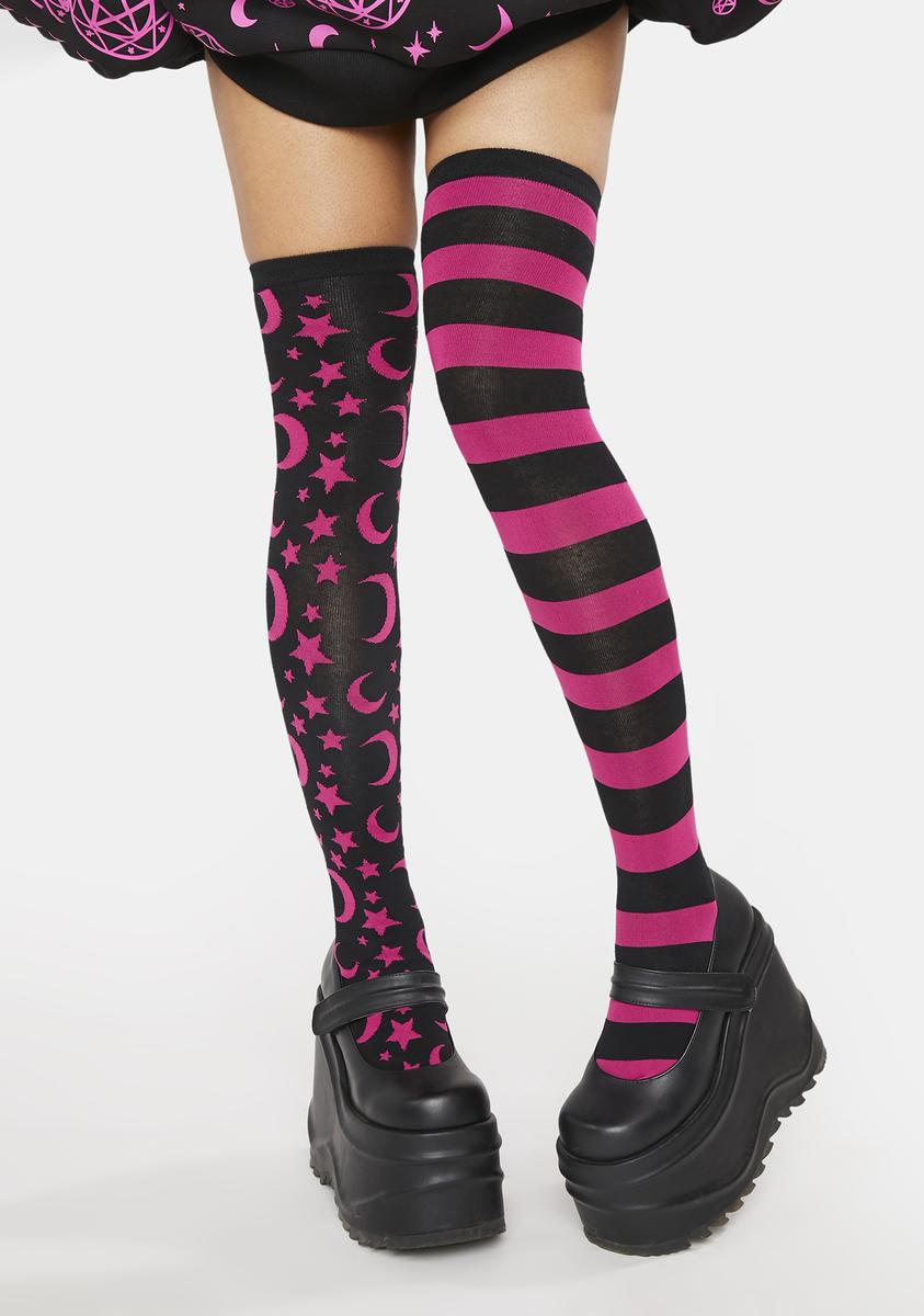 Fairycore Thrive Mismatched Thigh High Socks
