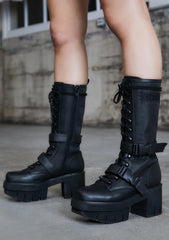 Kickdrum Leather Strap Combat Boots