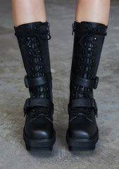 Kickdrum Leather Strap Combat Boots