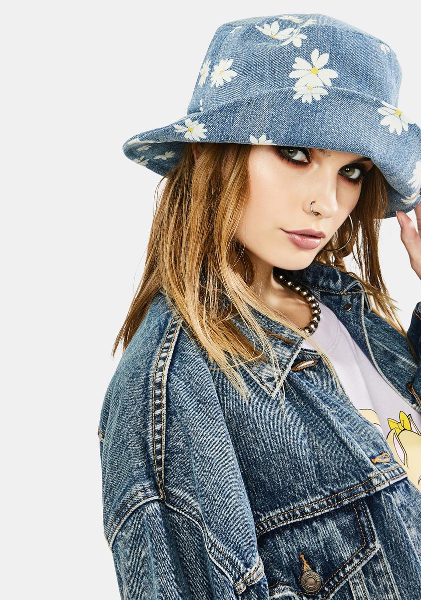 Flower Girl Denim Bucket Hat
