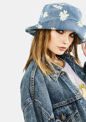 Flower Girl Denim Bucket Hat
