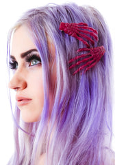 Skeleton Bone Hands Hair Slides