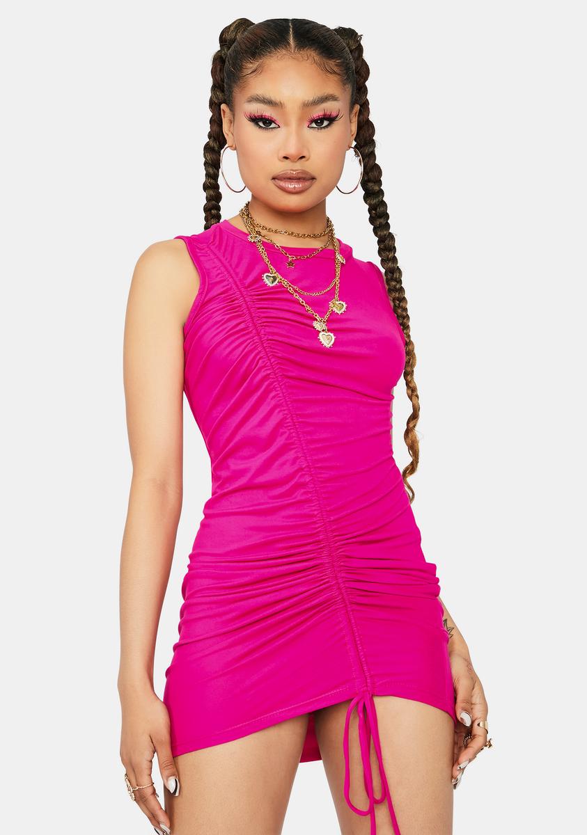 Fuchsia Ride This Feeling Ruched Tank Dress