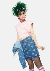 Heart Contrast Mini Skirt