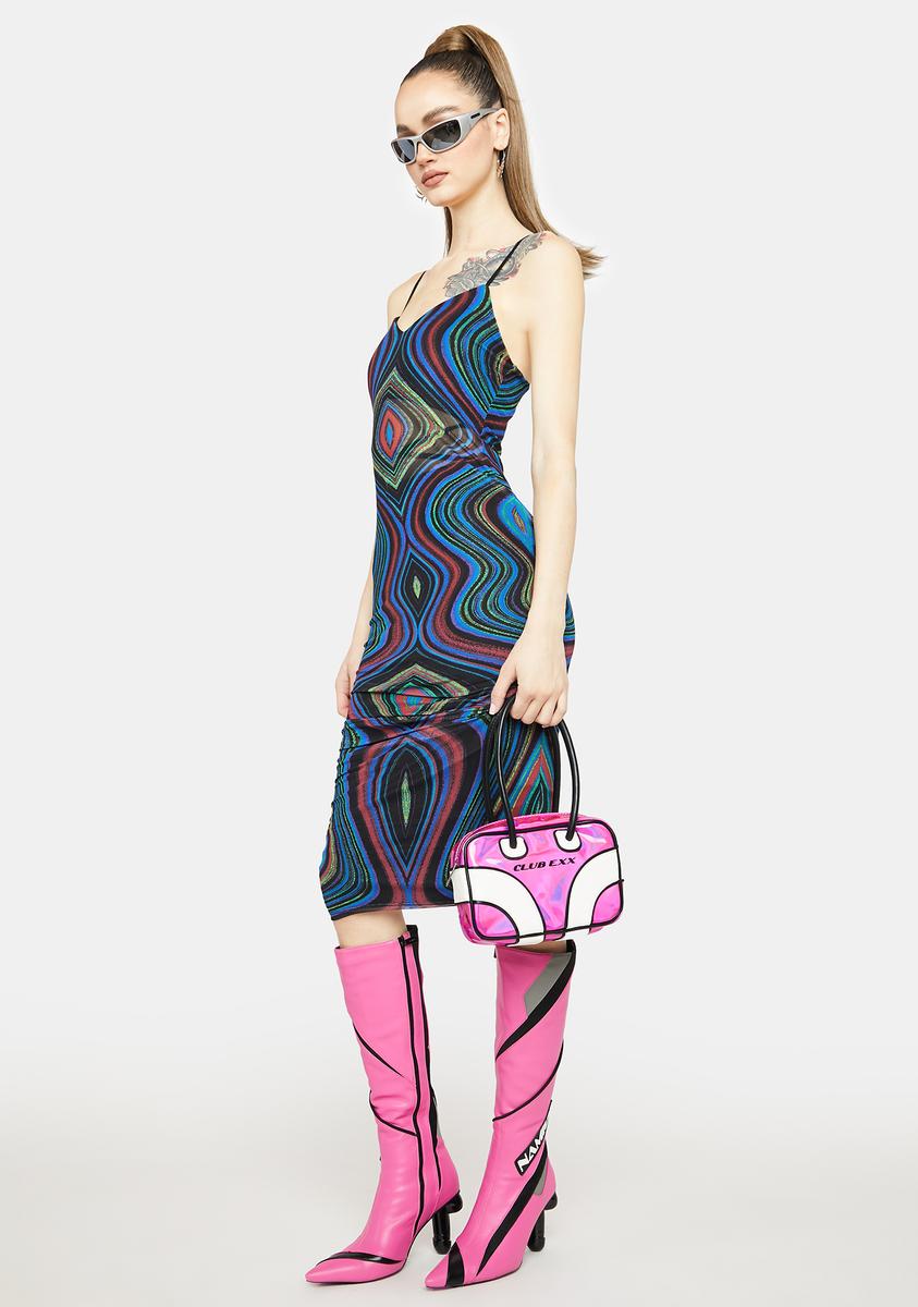 Roze Mesh Midi Dress