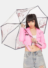 Navy Raining Confetti Umbrella