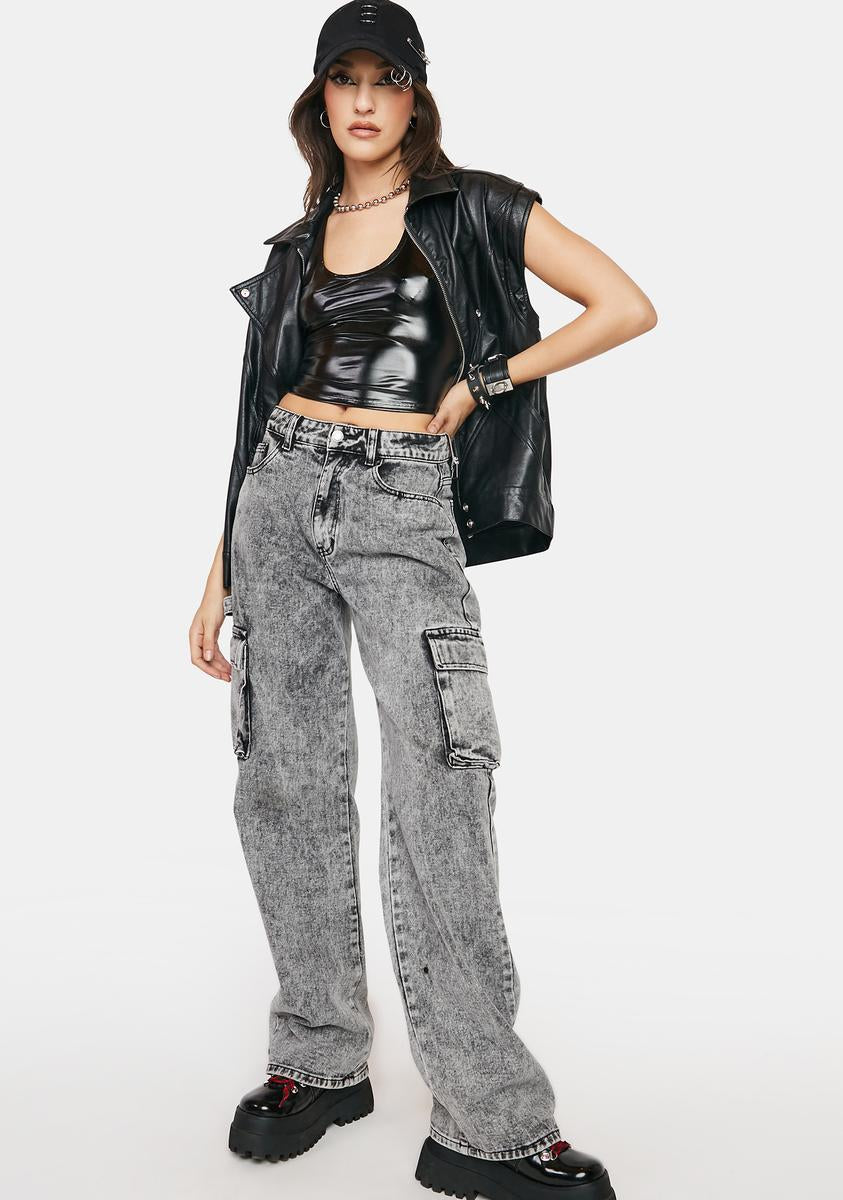 Can't Stop Me Vegan Leather Crop Tank
