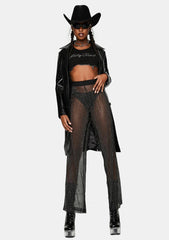 Midnight Glamour Rhinestone Mesh Pants