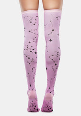 Star Sign Thigh High Socks