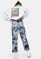 Grey Acid Wash Combat Pants